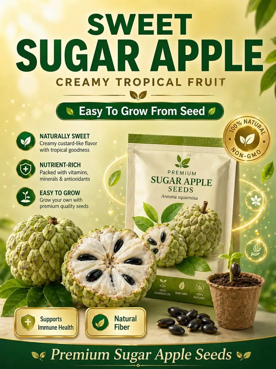 🍐✨Live Sugar Apple Seeds – Sweet Tropical Fruit for Home Gardenarden