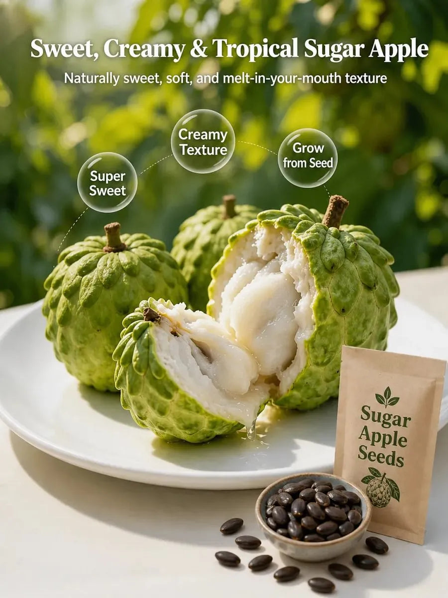 🍐✨Live Sugar Apple Seeds – Sweet Tropical Fruit for Home Gardenarden