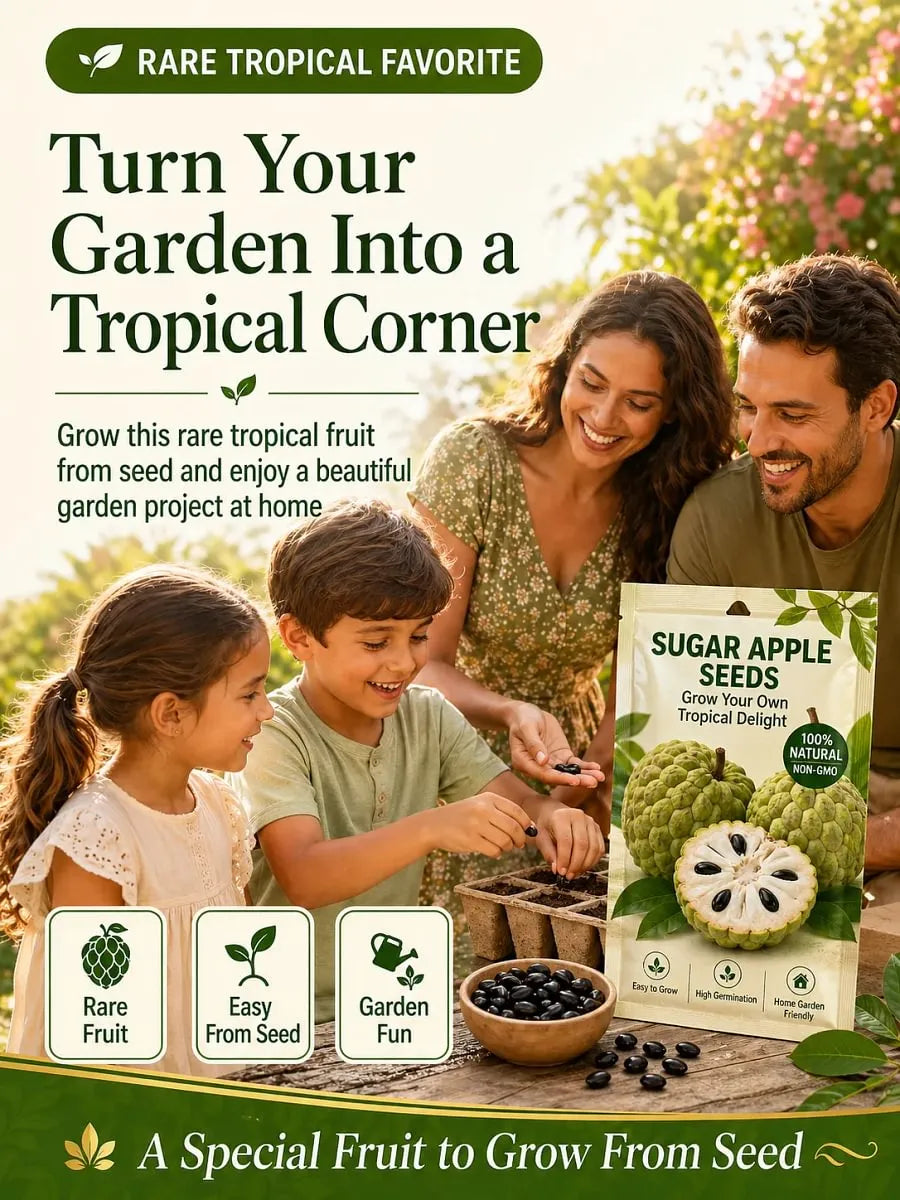 🍐✨Live Sugar Apple Seeds – Sweet Tropical Fruit for Home Gardenarden