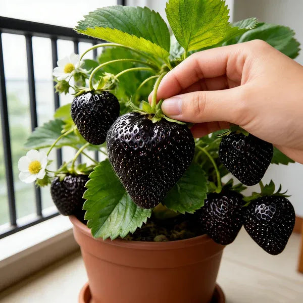 🍓Giant Black Diamond Strawberry – Sweet, delicious, nutritious, and easy to grow at home.